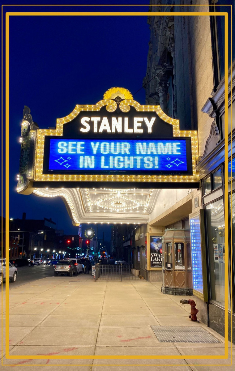 New name in lights image with border
